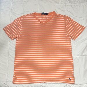 Ralph Lauren Orange Striped V-Neck Tee